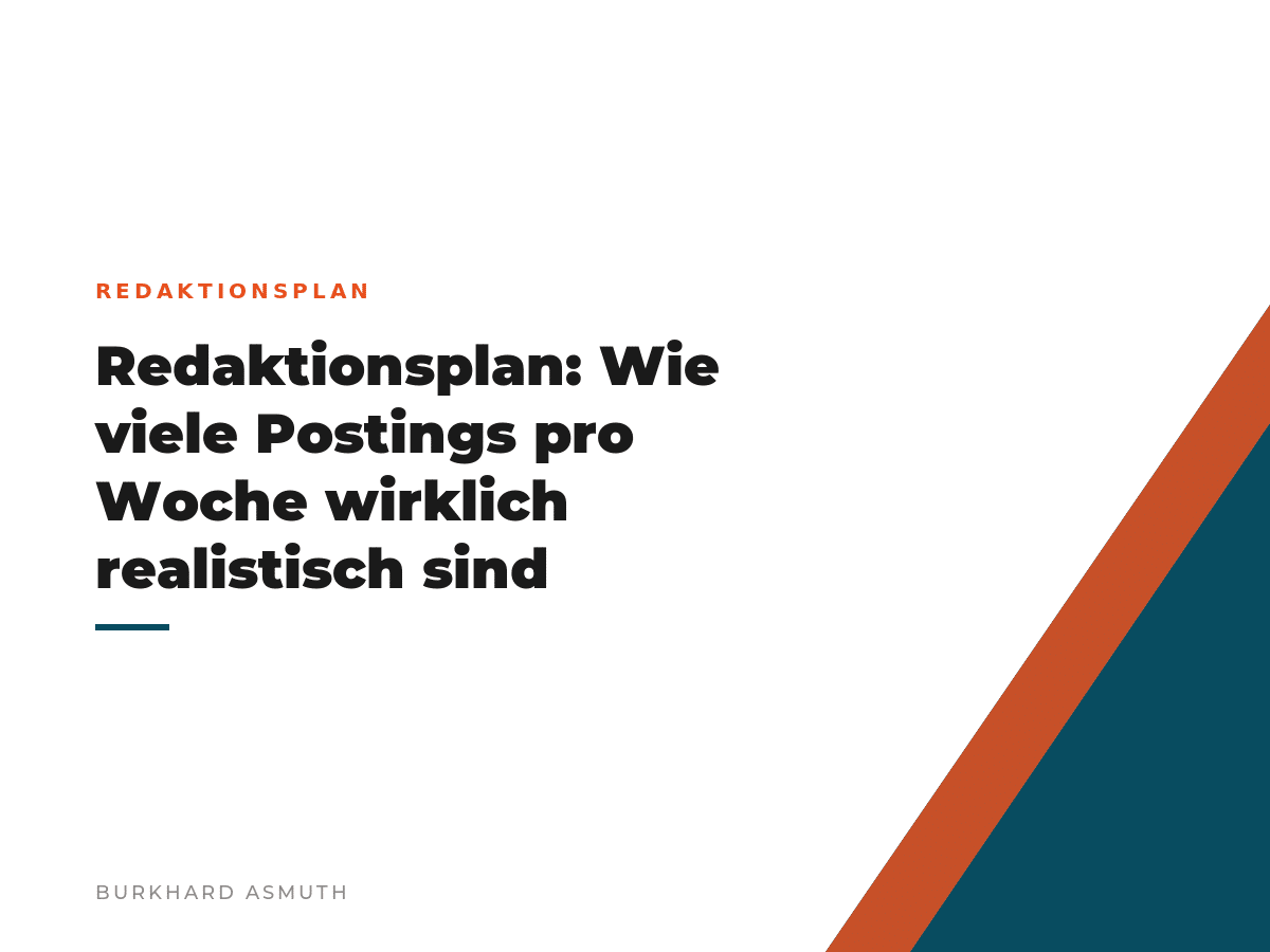 Beitragsbild: Redaktionsplan: Wie viele Postings pro Woche wirklich realistisch sind – Burkhard Asmuth